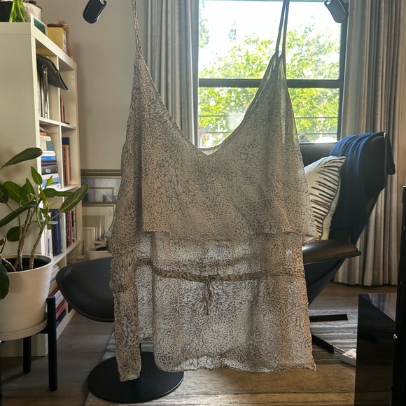 Rory Beca Floral Chiffon Flounce Tank Top with Drawstring Waist Tie - Picture 3 of 5